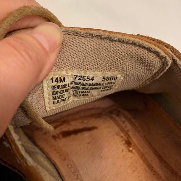Timberland Sz 14 classic leather 3 Eye Lug loafers boat shoes brown